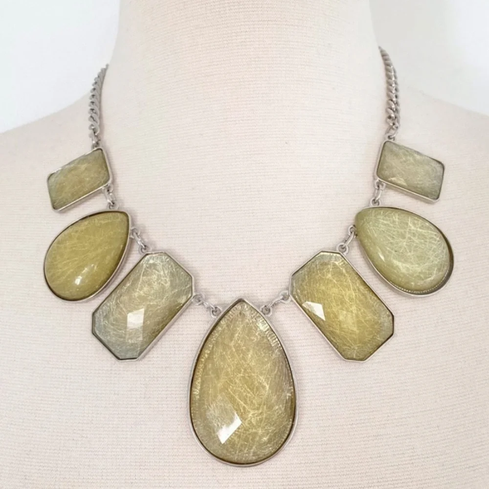 New York & Co Geometric Teardrop Rectangle Necklace
